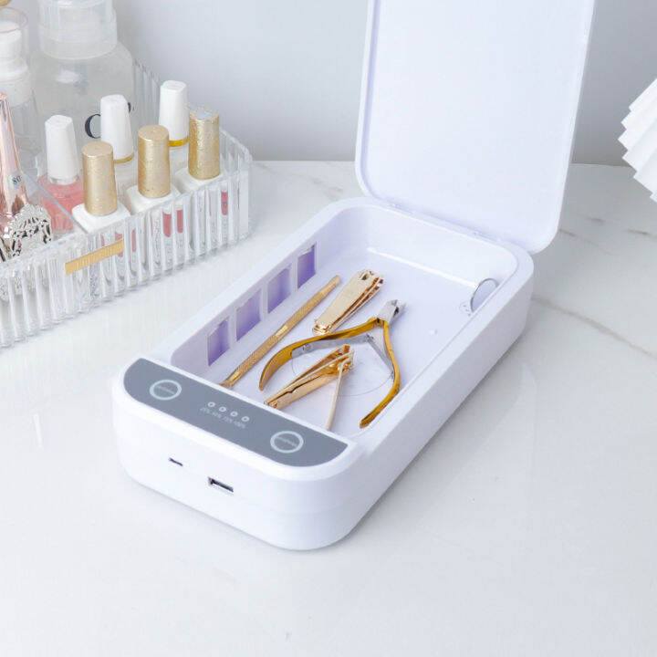 Nail UV Disinfection Box Cuticle Nipper Steel Push Tweezers Manicure