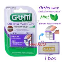 GUM Ortho Wax / Cire กัม ขี้ผึ้งจัดฟัน สำหรับติดกันระคายเคืองในช่องปาก กลิ่นมิ้นท์ 5 แท่ง. (1 กล่อง) (P-6236)