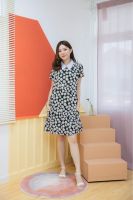 Mommade เดรสให้นม ชุดให้นม Black Daisy Collar Dress