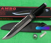 มีดพก อุปกรณ์เดินป่า มีดปลายเรีวย RAMBO FlRST BLOOD ยาว (40cm) พร้อมชองหนัง มีดอเนกประสงค์ เหมาะกับการเดินป่า แคมปิ้ง สินค้าพร้อมส่ง