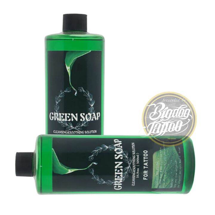 น้ำยาทำความสะอาด ระหว่างสักหัวเชื้อสบู่ Green soap for tattoo 500 ml