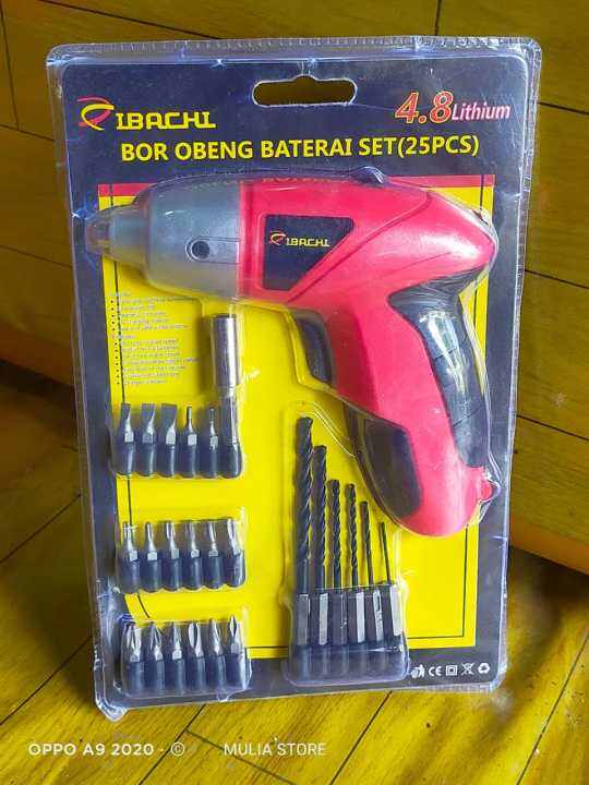 Mesin Bor Obeng Baterai Cordless 25pc Screwdriver Set Lazada Indonesia 8488