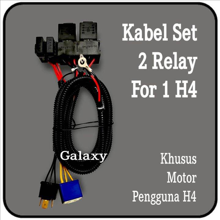 Kabel Set 2 Relay 1 Lampu - Khusus Motor Pengguna Bohlam Halogen H4 ...