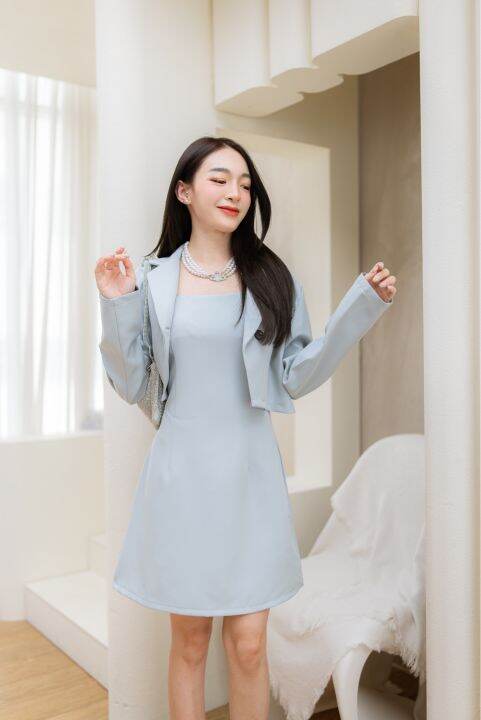 dewishes-set-blazer-crop-dress-สายเดี่ยว