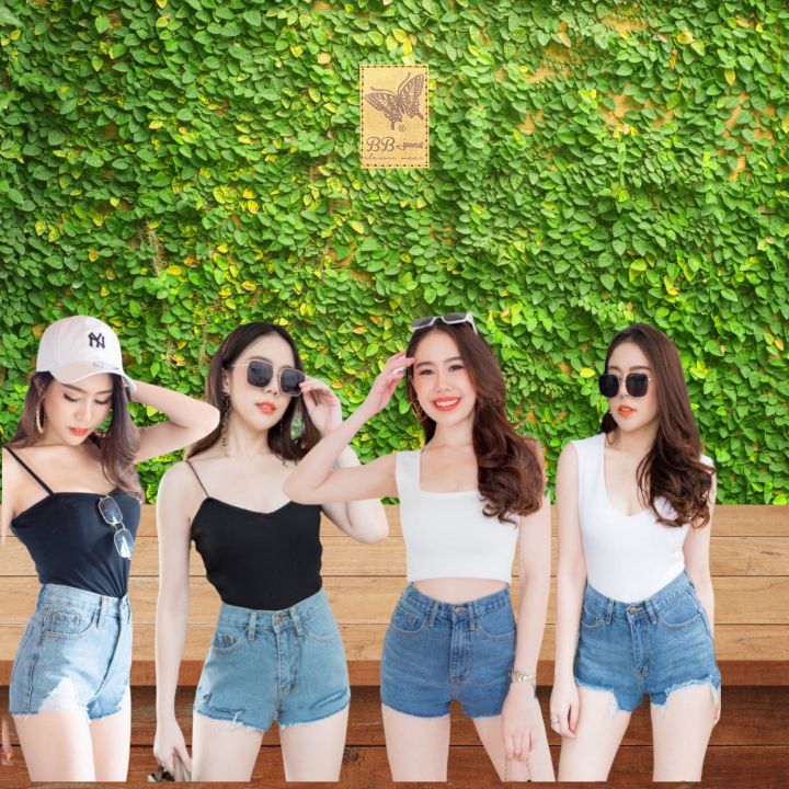 กางเกงยีนส์ขาสั้นเอวสูงปิดสะดืองานป้าย-bbjeans-สินค้าขายดีพร้อมส่ง