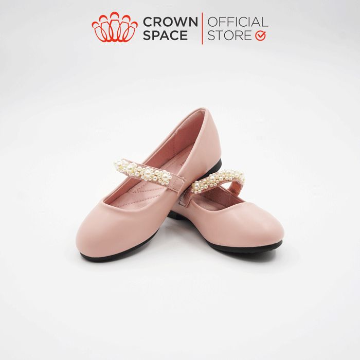 Giày Búp Bê Màu Đen Bé Gái Đi Học Chất Liệu Da Cao Cấp Nhẹ Êm Thoáng Mát Size  30-36 Crown Space UK School Shoes CRUK3148 