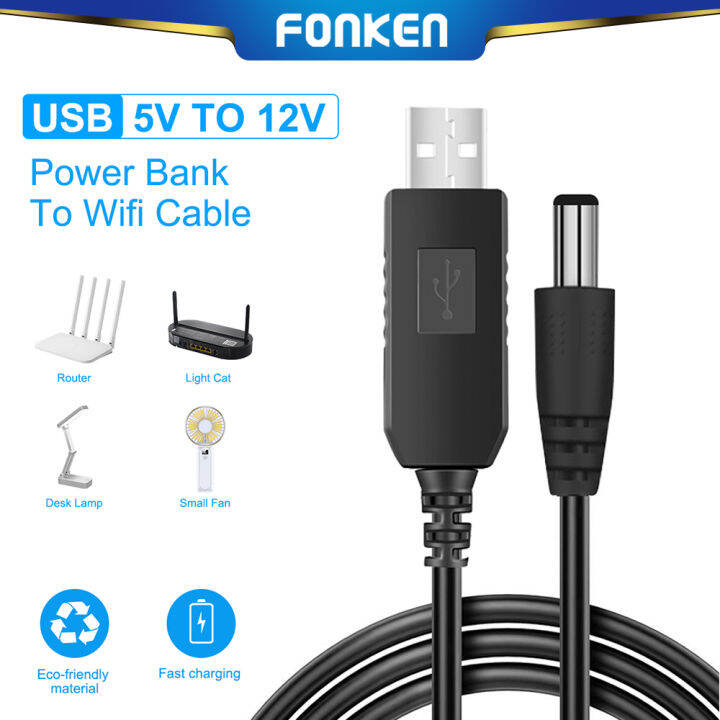 FONKEN WiFi Cable Connector DC 5V To 12V USB Cable Boost Converter