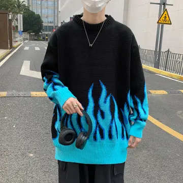 Black jumper best sale with blue flames