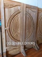 ประตูคู่ ไม้สัก ลายรวงข้าว 160×200 ซม. ประตูหน้า ประตูหน้าบ้าน ประตูคู่หน้าบ้าน บานคู่ บานคู่ไม้
