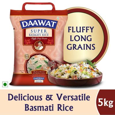 Daawat Super, Perfectly Aged, Long Grain with Rich Aromatic Basmati Rice, 5 Kg