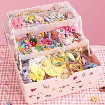 Hair Accessories Organizer | Pink Hair Accessory Jewelry Box For Girls |  Portable Travel Hair Accessories Storage For Hairband Hair Ties Clips  Organiz