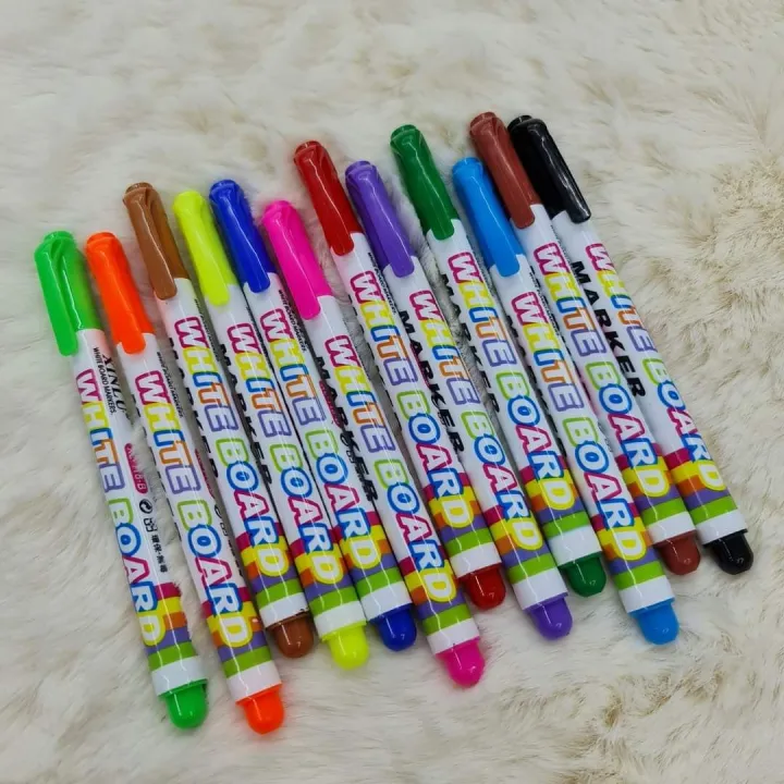 12 Colors Whiteboard Marker Non Toxic Dry Erase Mark Sign Set Supply