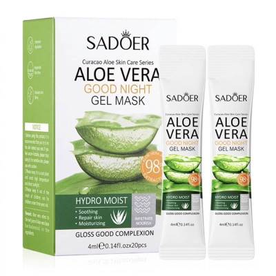 สลิปปิ้งมาส์ก ว่านหาง SADOER Aloe Vera Gel Mask กล่อง 20 ซอง