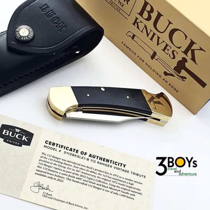 มีด-buck-รุ่น-112-ranger-vintage-tribute-knife-2022-legacy-collection-ผลิตเพียง-1-000-ด้ามเท้านั้น-พร้อมซองหนัง-made-in-the-u-s-a