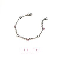 Lilith accessories -  Tiny heart crystal beads bracelet สร้อยข้อมือ มินิมอล หัวใจ