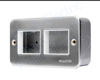 HACO M1004 ชุดหน้ากาก 4 ช่อง HACO M1004+HM832 สีเงิน Stainless Frame 2 Gang Frame Size 3"× 6"With Plastic Grip For Deco And Quattro Series