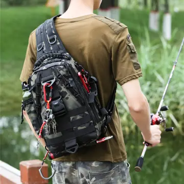 New Men's Fishing Tackle Bag Single Shoulder Crossbody Tactical