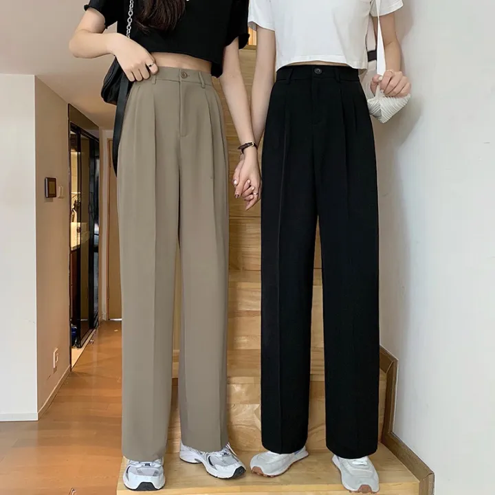 Ligation Fume Candles Khaki Suit Pants Women's Spring and Summer Thin Casual Pants for Petite  High Waist Straight Loose Wide Leg Pants | Lazada PH