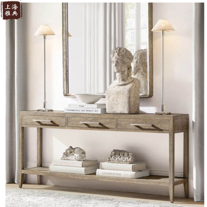 RH American Solid Wood Retro Console Modern Minimalist Oak Aisle