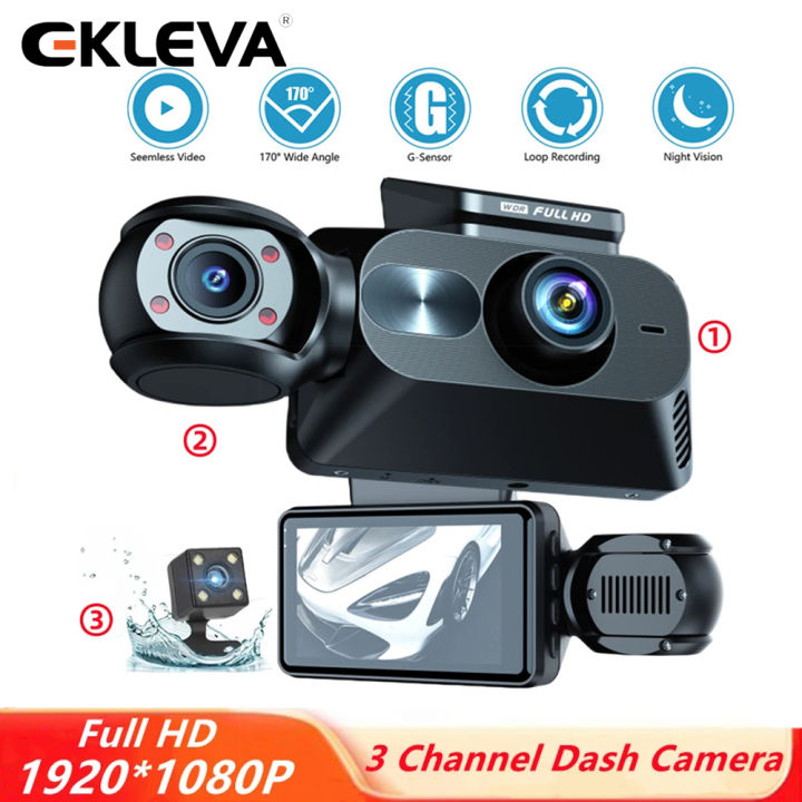 Dash Cam 3.0 inch IPS Screen with 3 channel Front,Interior,Rear Car Camera