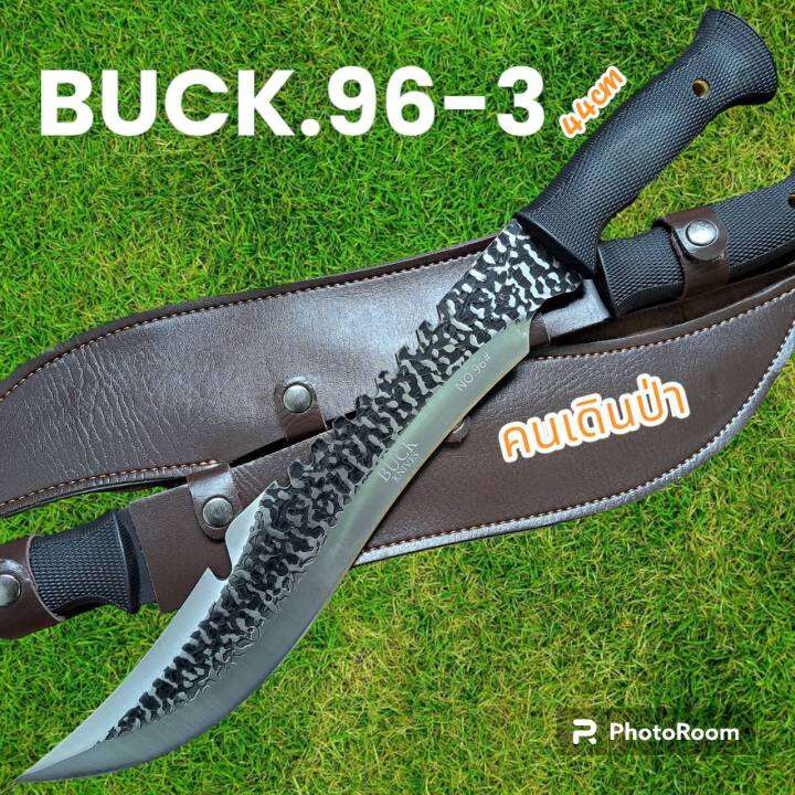 อุปกรณ์เดินป่า-มีดยาว-มีดเดินป่า-มีดสปาต้า-buck-96-3-ดำใบลาย-44cm