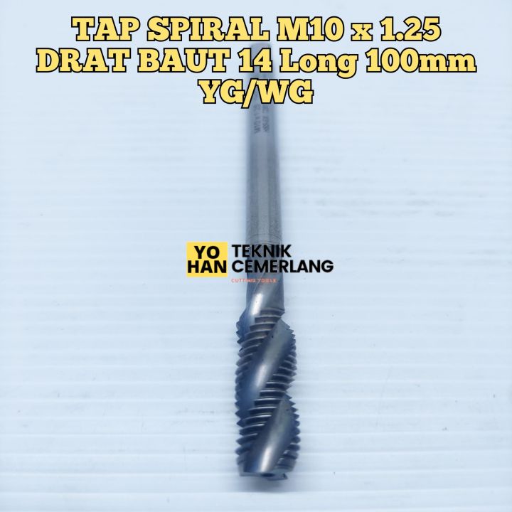 Yg1 Long Tap M10 X 1 25 Handtap Spiral Drat Ulir Baut 14 Tap Mesin