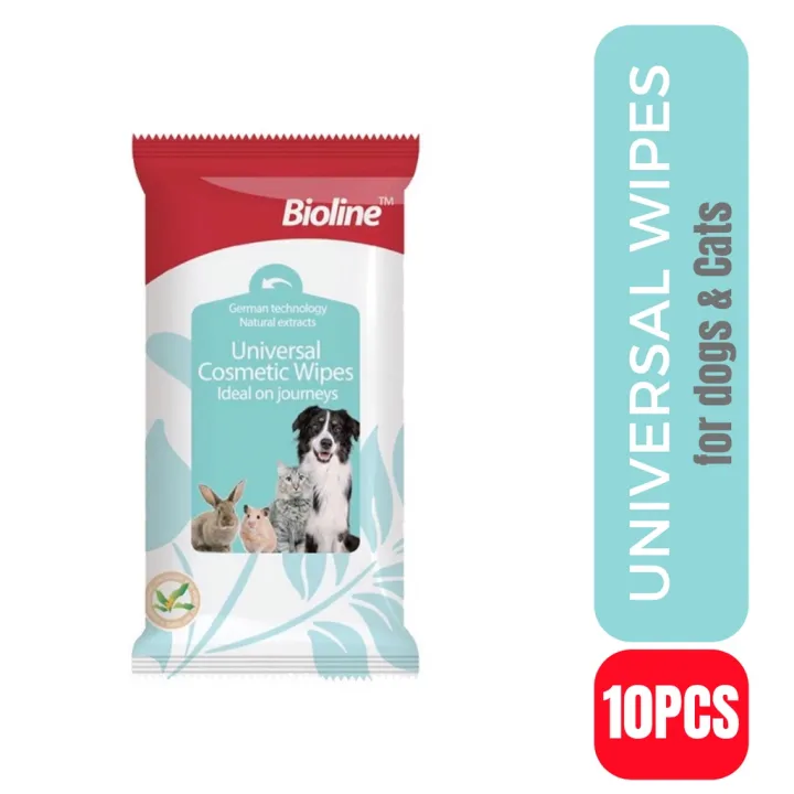 Bioline Pet Universal Cosmetic Wipes Pet Dog Cat Wet Wipes Travel