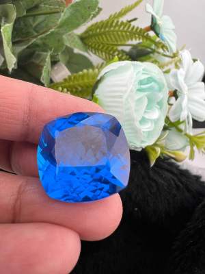 Lab Blue Spinel cushion 20x20mm- 33cts, Hardness mohs 7