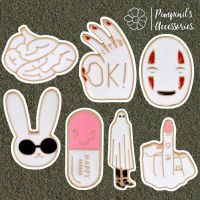 ʕ •ᴥ•ʔ ✿ พร้อมส่ง : เข็มกลัดเซ็ทโนเฟส,สมองและกระต่าย | No Face, Brain And Rabbit - Ghibli Studio Enamel Brooch Pin Set.