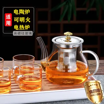 Hand Made Heat-resistant 304 stainless steel Teapot Tea Infuser Pot With  Wooden Handle Boiling Tea