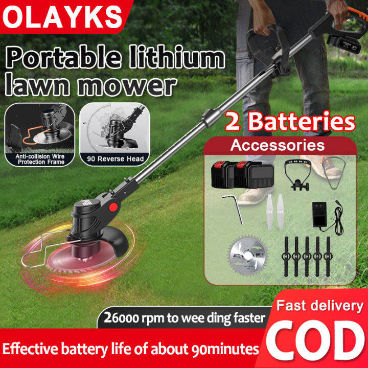 48V Electric Lawn Mower Grass Cutter Cordless Grass Trimmer Portable