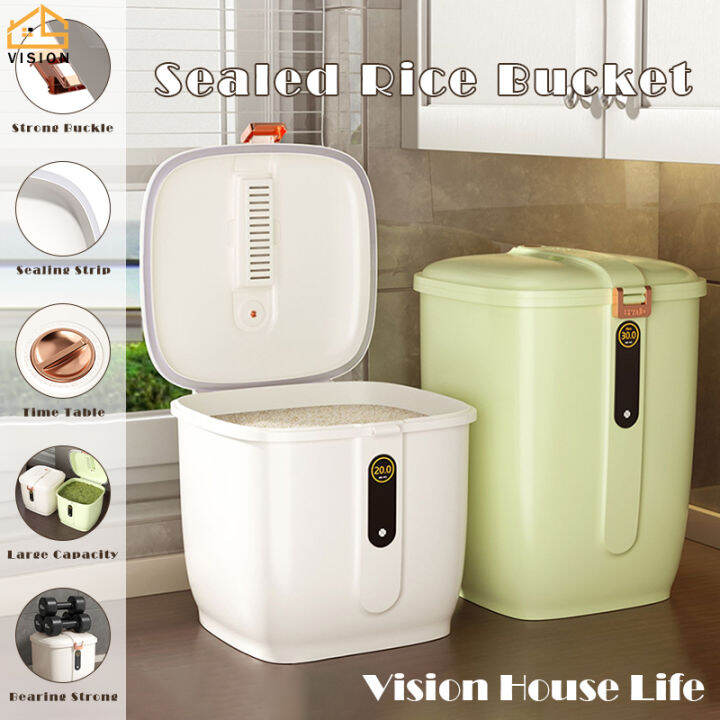 Vision 5KG/10KG/15KG Rice Barrel Household Rice Storage Bucket Kitchen Flour Rice Storage Box