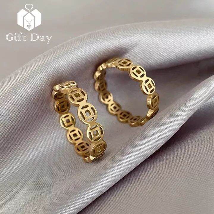 【Gift Day】LUCK Charm Money Ring Catcher Coin Stainless Charm Ring Lucky
