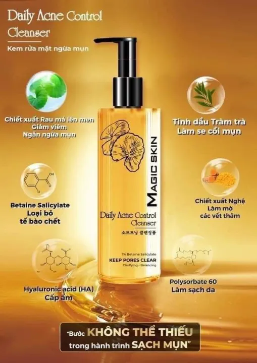 Sữa rửa mặt rau má magic skin có thành phần nghệ và tinh dầu tràm trà?
