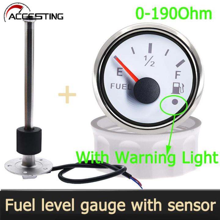 52mm Fuel Level Gauge With Alarm Light + 100mm-500mm Fuel Level Sensor ...