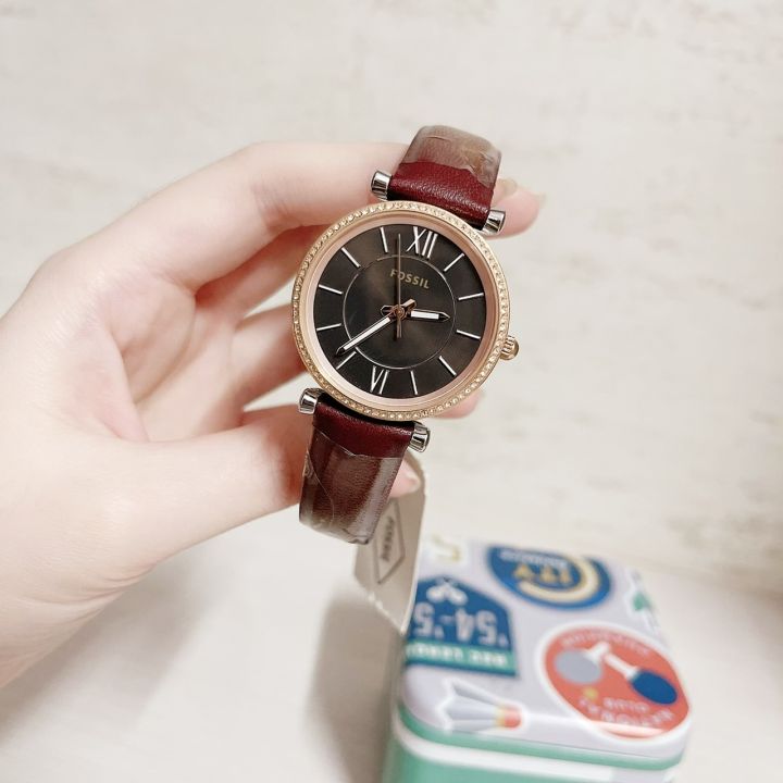 นาฬิกา-fossil-carlie-three-hand-brown-leather-watch-es4861-สายหนังน้ำตาล-ขนาด35มม