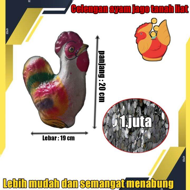 Celengan ayam jago dari tanah liat murah unik menarik celengan menabung