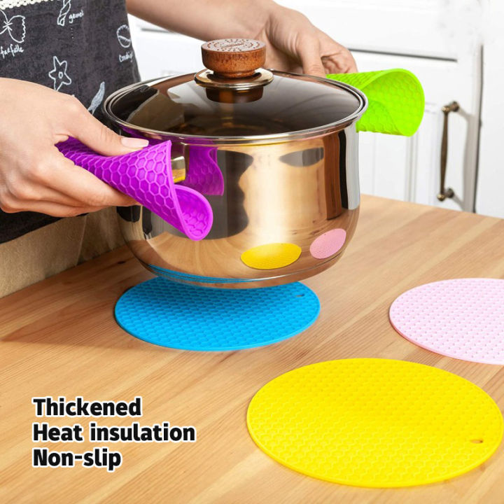 Round Heat Resistant Silicone Mat Drink Cup Coasters Non-slip Pot