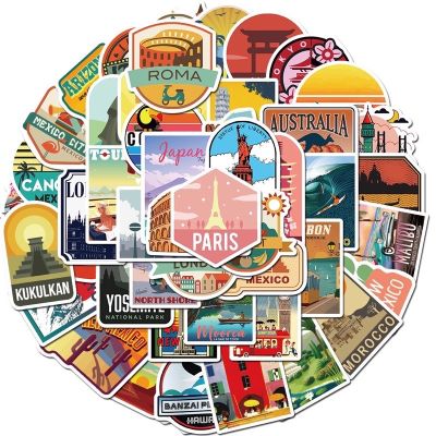 Sticker สติ๊กเกอร์ Travel 115 ท่องเที่ยว 50 ชิ้น เดินทาง ภูเขา เดิน ป่า แคมป์ปิ้ง วินเทจ ญี่ปุ่น ประเทศ ทะเล london