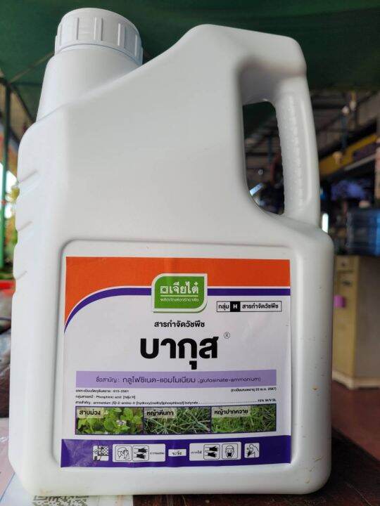 บากุส-เจียไต๋-ยกลัง-4แกลลอน-ขนาด-4-ลิตร-กลูโฟซิเนต-แอมโมเนียม-สารกำจัดวัชพืชใบแคบ-หญ้าใบกว้าง-สาบม่วง-หญ้าตีนกา