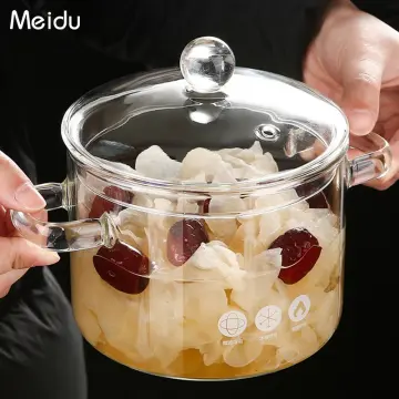 Heat Resistant Soup Pot Glass Cooking Pot Transparent Stew Pot Pan