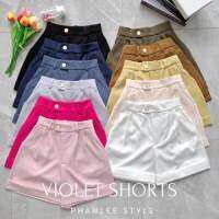 VIOLET SHORTS กางเกงขาสั้นเอวสูง กระดุมหน้า เนื้อผ้าซาร่าอย่างหนา พรางต้นขาได้เป็นอย่างดี เอวสม็อคยืดได้ แมทได้กับทุกลุค จัดเลย?✨