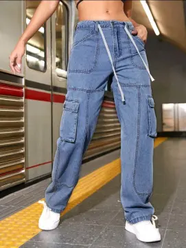 6 Pocket Black Cargo Pants Hip Hop Streetwear Jogger Elastic Waist