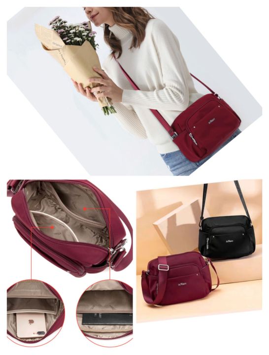 zoger-brand-กระเป๋าสะพายข้างผู้หญิง-ผ้าไนล่อนoxford-สวย-งานเบา-สีดำและแดง-กว้าง4-ยาว9-สูง7-1390