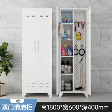 Metal Wardrobe Broom Cabinet Cleaning tool storage cabinet home garden  garage