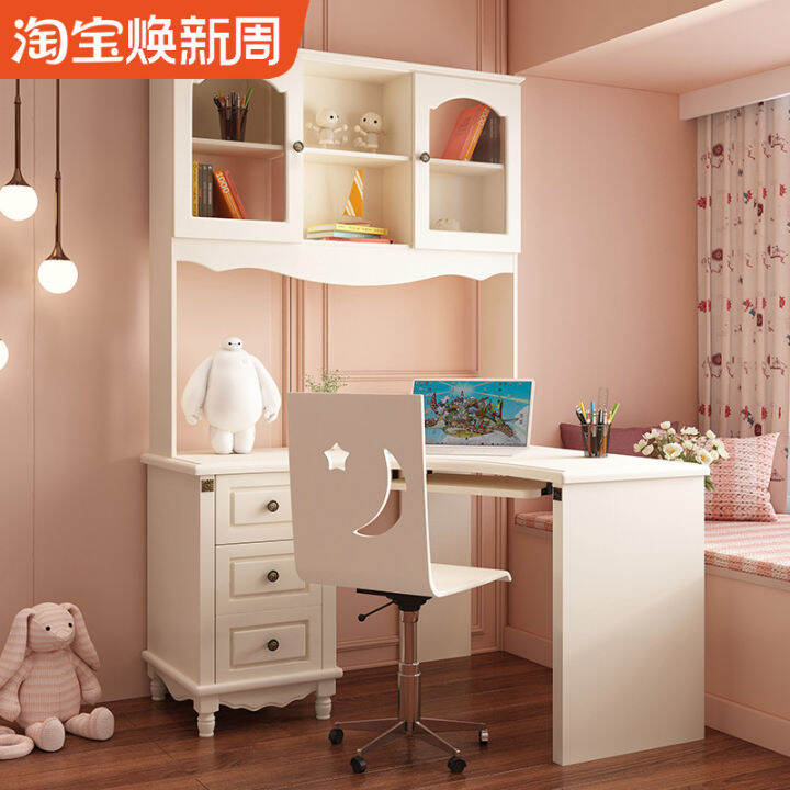 Korean style Children's Desk Bookcase Bookshelf Integrated Writing Desk