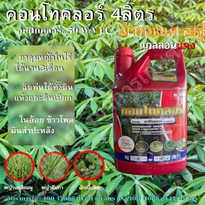 คอนโทคลอร์ (อะซีโทคลอร์) 4ลิตร แกลลอน แดง/ขาว ยาคุมหญ้า ใช้ก่อนวัชพืชงอกใน ข้าวโพด อ้อย มันสำปะหลัง