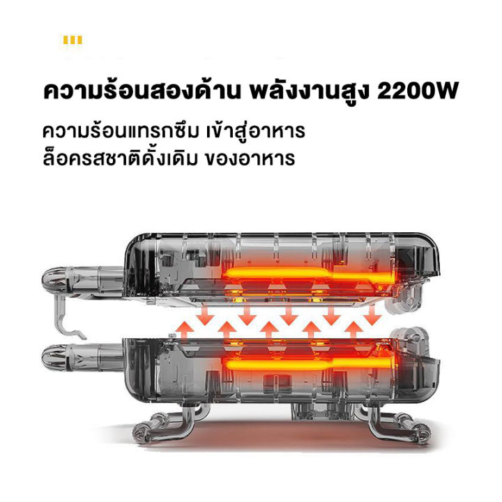 เครื่องปิ้ง-เครื่องสเต็ก-ทำความร้อนสองด้าน-2200w-กระทะปิ้งย่าง-เครื่องทำวาฟเฟิล-เครื่องทำไส้กรอกบาร์บีคิว-เครื่องทำสเต็กแฮมเบอ