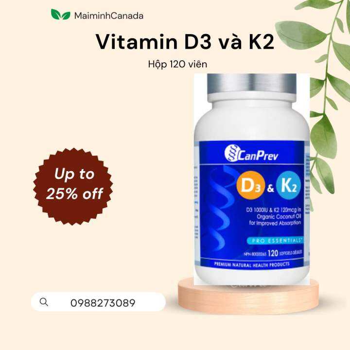 Viên uống Vitamin D3 & K2 Canprev Canada 120 viên Lazada.vn