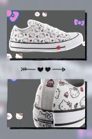 converse รองเท้าผ้าใบ hello kitty (ของแท้100%ชอปไทย)สีขาว คลีน